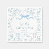 Blue Bow Chinoiserie Baby Shower Boy Serviette (Vorderseite)