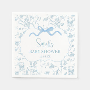 Blue Bow Chinoiserie Baby Shower Boy Serviette