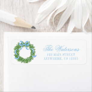 Blue Bow Christmas Boxwood-Anrede