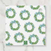 Blue Bow Christmas Boxwood Wreath Geschenkanhänger (Rückseite)