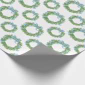 Blue Bow Christmas Boxwood Wreath Geschenkpapier (Ecke)