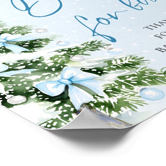 Blue Bow Christmas Tree Baby Shower Books for Baby Poster (Ecke)