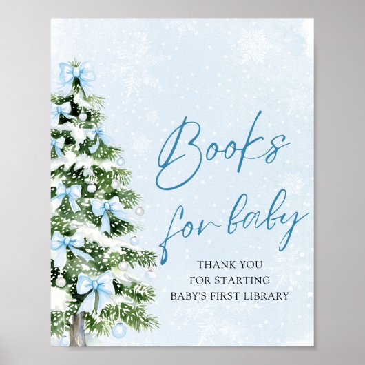 Blue Bow Christmas Tree Baby Shower Books for Baby Poster (Vorne)