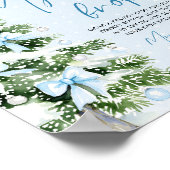 Blue Bow Christmas Tree My Water Broke Baby Shower Poster (Ecke)