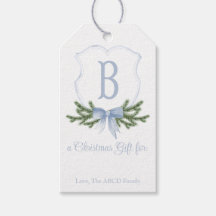 Blue Bow Christmas Wappen Geschenk Tag - B