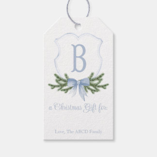 Blue Bow Christmas Wappen Geschenk Tag - B Geschenkanhänger