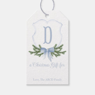 Blue Bow Christmas Wappen Geschenk Tag - D Geschenkanhänger