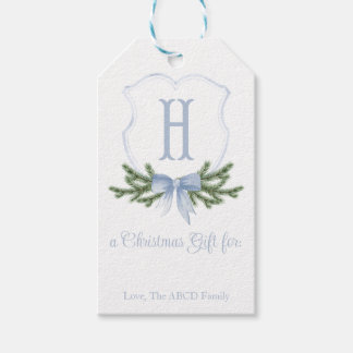 Blue Bow Christmas Wappen Geschenk Tag - H Geschenkanhänger