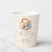 Blue Bow Coffee Baby Is Brewing Boy Baby Shower Pappbecher (Rückseite)