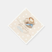 Blue Bow Coffee Baby Is Brewing Boy Baby Shower Serviette (Ecke)
