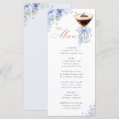Blue Bow Coffee Bridal Shower Menu Card Menükarte (Vorne/Hinten)