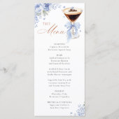 Blue Bow Coffee Bridal Shower Menu Card Menükarte (Vorderseite)