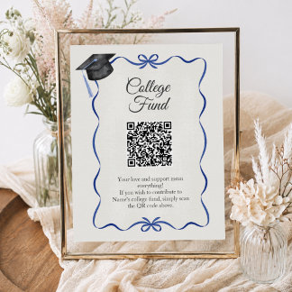 Blue Bow College Fund Abschluss-QR-Code Poster