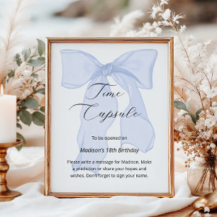 Blue Bow Coquette 1st Birthday Time Kapsel Poster
