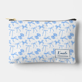 Blue Bow Coquette Aesthetic Custom Name Zubehörtasche