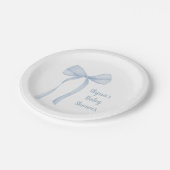 Blue Bow Coquette Baby Dusche Pappteller (Schrägansicht)