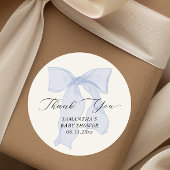 Blue Bow Coquette Baby Dusche Runder Aufkleber