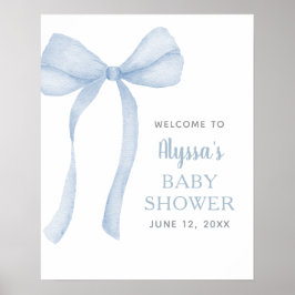 Blue Bow Coquette Baby Dusche Willkommen Poster