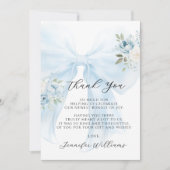 Blue Bow Coquette Baby in Bloom Boy Dusche Dankeskarte (Vorderseite)