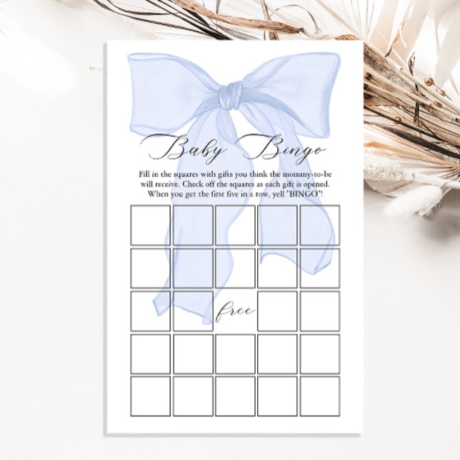 Blue Bow Coquette Baby Shower Baby Bingo Spiel (Von Creator hochgeladen)