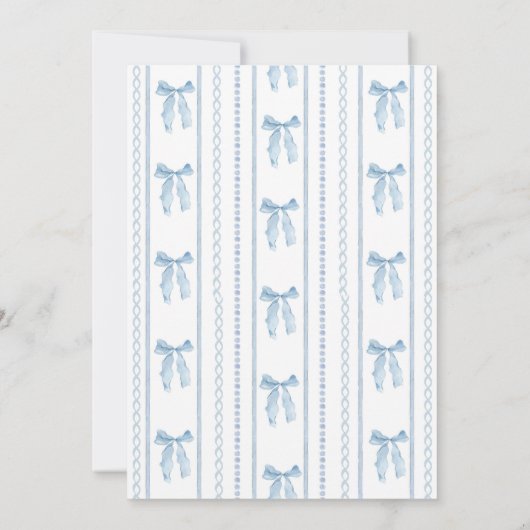 Blue Bow Coquette Blue Boy Baby Dusche Dankeskarte (Rückseite)