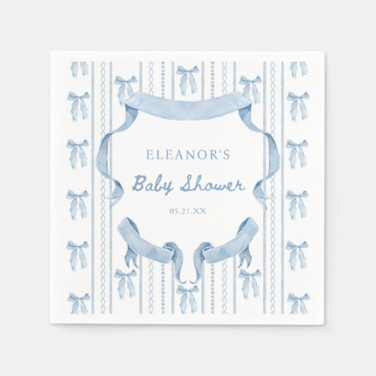 Blue Bow Coquette Blue Boy Baby Dusche Serviette (Vorderseite)