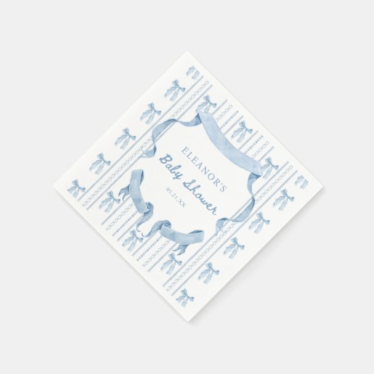 Blue Bow Coquette Blue Boy Baby Dusche Serviette (Ecke)