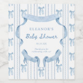 Blue Bow Coquette Blue Boy Baby Dusche Weinetikett (Einzelnes Label)