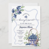 Blue Bow Coquette Blueberry Baby Shower Einladung (Vorderseite)