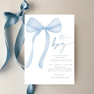 Blue Bow Coquette Boy Baby Dusche Einladung