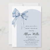 Blue Bow Coquette Boy Baby Shower Einladung (Vorderseite)
