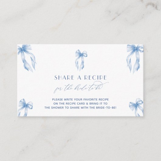 Blue Bow Coquette Brautparty gemeinsam mit einem R Begleitkarte (Vorderseite)