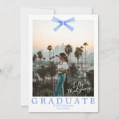 Blue Bow Coquette Foto Abschluss Ankündigung (Vorderseite)