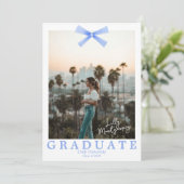 Blue Bow Coquette Foto Abschluss Ankündigung (Stehend Vorderseite)