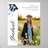 Blue Bow Coquette Graduation Cap Graduate Willkomm Poster (Vorne)