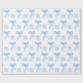Blue Bow Coquette Personalisiertes Brautparty Geschenkpapier (Flach)