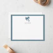 Blue Bow Coquette Personalized Mitteilungskarte (Vorderseite/Rückseite Beispiel)