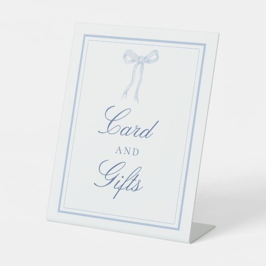 Blue Bow Coquette Ribbon Karten und Geschenke Zeic Sockelschild (Vorderseite)