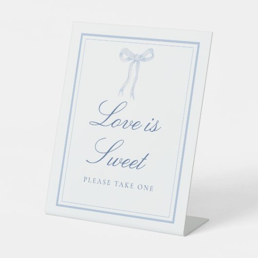 Blue Bow Coquette Ribbon Liebe ist süßes Zeichen Sockelschild (Vorderseite)