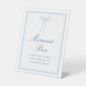 Blue Bow Coquette Ribbon Mimosa Bar Sign Sockelschild (Vorderseite)