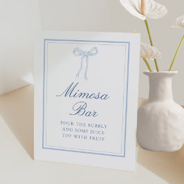Blue Bow Coquette Ribbon Mimosa Bar Sign Sockelschild
