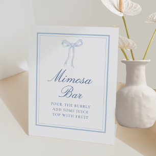 Blue Bow Coquette Ribbon Mimosa Bar Sign Sockelschild