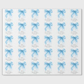 Blue Bow Coquette Script Sweet 16 Party  Geschenkpapier (Flach)
