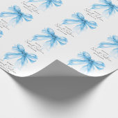 Blue Bow Coquette Script Sweet 16 Party  Geschenkpapier (Ecke)