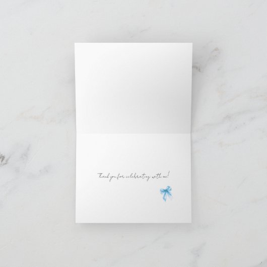 Blue Bow Coquette Script Sweet 16 Thank You  Dankeskarte (Innenseite)
