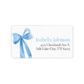 Blue Bow Coquette Sie bindet die Knot-Adresse Adressaufkleber (Vorne)