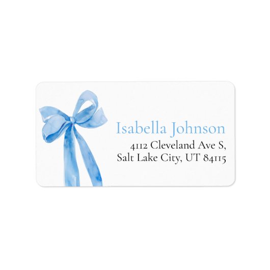 Blue Bow Coquette Sie bindet die Knot-Adresse Adressaufkleber (Vorne)