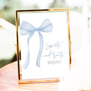 Blue Bow Coquette Sweet Leckereien Babydusche Schi Poster