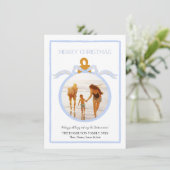 Blue Bow Coquette Wedgwood Weihnachtsfotokarte Feiertagskarte (Stehend Vorderseite)