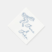 Blue Bow Custom Wedding Cocktail Napkins Serviette (Ecke)